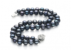 6-7mm di Perle Acqua Dolce Bracciale en Lavinia Nero