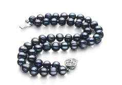 6-7mm A Quality di Perle Acqua Dolce Bracciale in Lavinia Nero