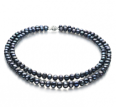 6-7mm di Perle Acqua Dolce Collana en Eliana Nero