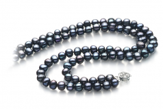 6-7mm di Perle Acqua Dolce Collana en Eliana Nero