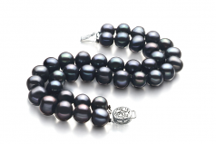 8-9mm di Perle Acqua Dolce Bracciale en Nero