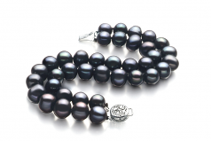 8-9mm A Quality di Perle Acqua Dolce Bracciale in Nero