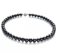 8-9mm di Perle Acqua Dolce Collana en Kaitlyn Nero