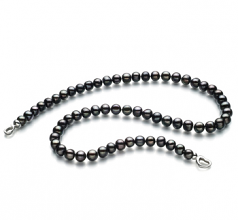 8-9mm di Perle Acqua Dolce Collana en Sinead Nero