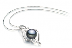 12-13mm di Perle Acqua Dolce Pendente en Hanna Nero