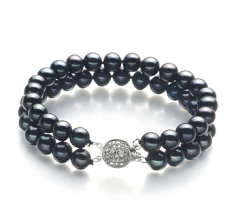 6-7mm AA Quality di Perle Acqua Dolce Bracciale in Henrike Nero