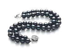 6-7mm AA Quality di Perle Acqua Dolce Bracciale in Henrike Nero