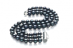 6-7mm AA Quality di Perle Acqua Dolce Bracciale in Medina Nero