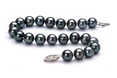 7.5-8.5mm di Perle Acqua Dolce Bracciale en Nero