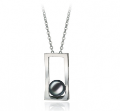 7-8mm di Perle Acqua Dolce Pendente en Athena Nero