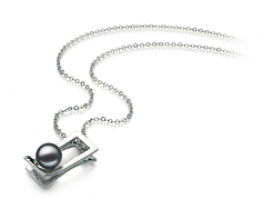 7-8mm di Perle Acqua Dolce Pendente en Athena Nero