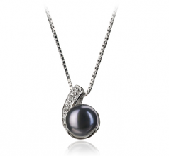 7-8mm di Perle Acqua Dolce Pendente en Claudia Nero