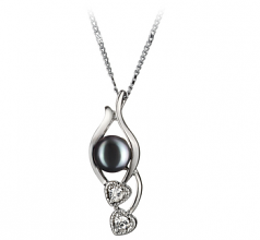 7-8mm di Perle Acqua Dolce Pendente en Eudora Nero