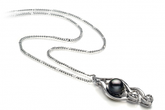 7-8mm di Perle Acqua Dolce Pendente en Eudora Nero