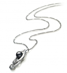 7-8mm di Perle Acqua Dolce Pendente en Eudora Nero