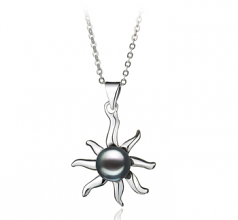 7-8mm di Perle Acqua Dolce Pendente en Nina Nero