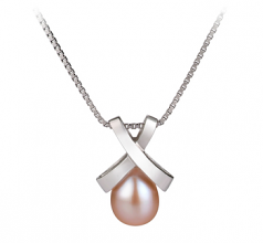 7-8mm di Perle Acqua Dolce Pendente en Imperatrice Rosa