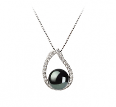 9-10mm di Perle Acqua Dolce Pendente en Isabella Nero