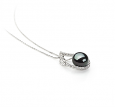 9-10mm di Perle Acqua Dolce Pendente en Isabella Nero