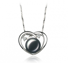 9-10mm di Perle Acqua Dolce Pendente en Katie Cuore Nero