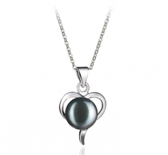 9-10mm di Perle Acqua Dolce Pendente en Lisa Nero