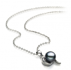 9-10mm di Perle Acqua Dolce Pendente en Lisa Nero