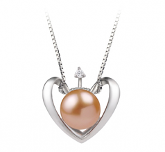 9-10mm di Perle Acqua Dolce Pendente en Cuore Rosa