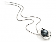 9-10mm di Perle Acqua Dolce Pendente en Rosa Nero