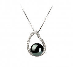 9-10mm di Perle Acqua Dolce Parure en Isabella Nero