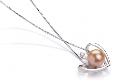 9-10mm di Perle Acqua Dolce Pendente en Cuore Rosa