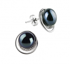 9-10mm di Perle Acqua Dolce Parure en Kelly Nero