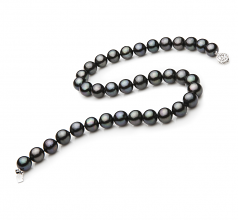 9.5-10.5mm di Perle Acqua Dolce Collana en Nero