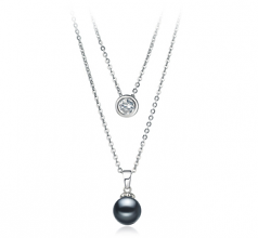 7-8mm di Perle Acqua Dolce Collana en Ramona Nero
