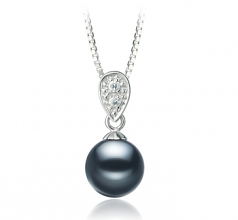 7-8mm di Perle Acqua Dolce Pendente en Daria Nero