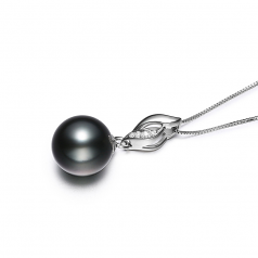9-10mm Di Tahiti Pendente en Vita Nero