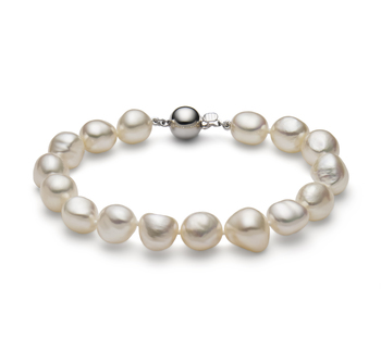 10-11mm Barocca Quality di Perle Acqua Dolce Bracciale in Baroque Drop Bianco