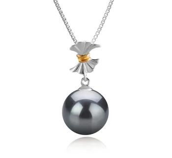 9-10mm Di Tahiti Pendente en Belva Nero