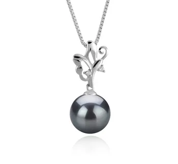 9-10mm Di Tahiti Pendente en Braith Nero