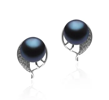 7-8mm di Perle Acqua Dolce Orecchini en Carina Nero