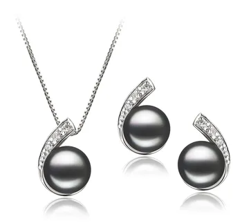 7-8mm di Perle Acqua Dolce Parure en Claudia Nero