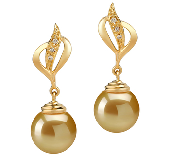 10-11mm Dei Mari del Sud Orecchini en Damica Oro