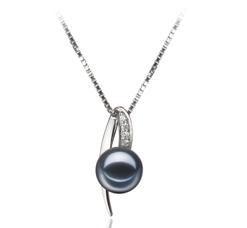 7-8mm di Perle Acqua Dolce Pendente en Destina Nero