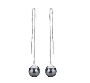 Orecchini Pendenti In Perle D'Acqua Dolce Naturali Nere 8-9mm – Oro 14K