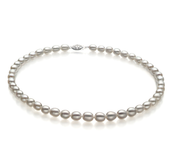 Goccia Bianco 8.5-9.5mm Qualità AA - Collana di Perle di Acqua Dolce - Argento Sterling 925