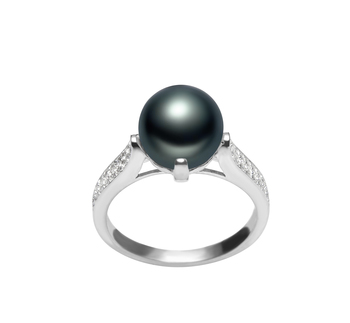 8-9mm di Perle Acqua Dolce Anello en Erica Nero