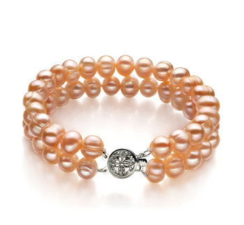 6-7mm A Quality di Perle Acqua Dolce Bracciale in Evelina Rosa