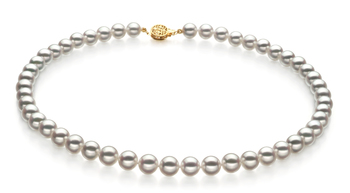Bianco 8-8.5mm Qualità Hanadama - AAAA - Collana di Perle Akoya Giapponese - Oro Giallo 14k Bianco 8-8.5mm Qualità Hanadama - AAAA - Collana di Perle Akoya Giapponese - Oro Giallo 14k