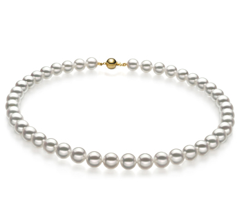 Bianco 8-8.5mm Qualità Hanadama - AAAA - Collana di Perle Akoya Giapponese - Oro Giallo 14k