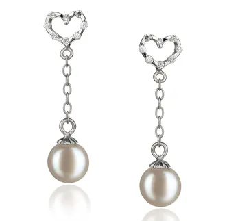 9-10mm di Perle Acqua Dolce Orecchini en Bianco for Sale | Pearls Only