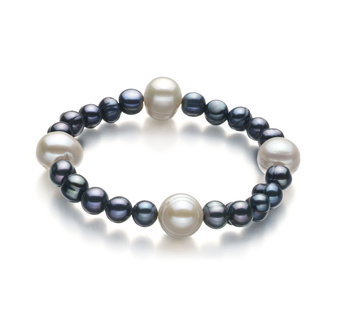 6-11mm A Quality di Perle Acqua Dolce Bracciale in Irina Nero